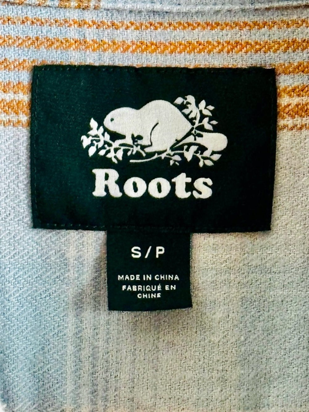 Roots Organic Cotton Flannel Plaid Shirt - Light Blue/Orange - Small - Picture 3 of 7